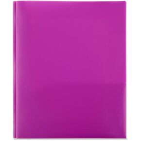 LLC Office Products Plastic Folders with 2 Pockets, Letter Size Poly Folders with 3 Metal Prongs Fastener Clips, (Orange)