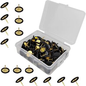 100 Pcs Thumb Tacks, Drawing Pins, Metal Flat Push Pins, Round Head Drawing Pins with Storage Box for Map, Photo Wall, Office, Corkboards (White, 100)