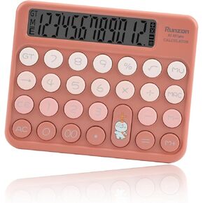 Desktop Calculator Large, Big Buttons Basic Standard Calculators with 12-Digit LCD Display for Office, Teachers, and Students (Red)