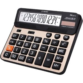 Large Button Calculator,Philley Large LCD Display 14 Digits Desktop Check&Correct Electronic Calculator(CT-9240C)