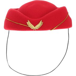 BESTOYARD Stewardess Hat Wool Cap Flight Attendant Hat Stewardess Cap for Costume Cosplay Costume Accessories (Red) in Kuwait
