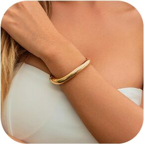 Gold Cuff Bangle Bracelets Set For Women Chunky Trendy Silver Bracelet Irregular Minimalist Open Wide Bangles Hinged Arm Cuff Jewelry Gift 2PC