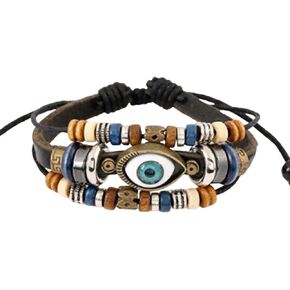 Women Evil Eye Leather Bracelet Beaded Wrap Bracelet Gift Wrap for Men Cousin Niece Nephew Aunt Birthday Anniversary