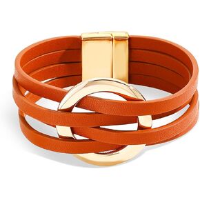 سوار جلدي للنساء من الجلد الأسود مضفر سوار بوهو متعدد الطبقات سوار جلدي ملفوف سوار الهالوين عيد الحب الذكرى السنوية هدايا عيد الميلاد in Kuwait