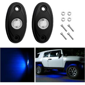 2 PCS LED Rock Lights, IP67 Waterproof Neon Trail Rig Lamp Lighting, High Brightness Underglow Fender Lights for Trucks SUV Off Road, Universal Car Accessories for Lighting (Blue)