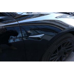 Fit Tesla Side Camera Protection Cover for Model 3 2024 Version Carbon Fiber Side Air Flow Camera Vent Cover Decor Trim Accessories Protection Outside,2Pcs (High Gloss Carbon Fiber Pattern)