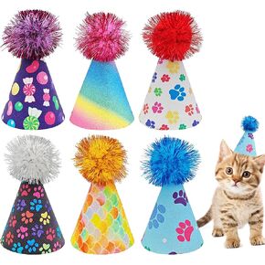 6PCS Mini Dog Party Hat for Small Cat Puppy Doggie Kitten Rabbit Animals Wedding Birthday Holiday Party Grooming Accessories