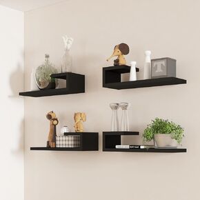 Golden State Art, Floating Shelves, Modern Wall Shelves for Wall Decor, Living Room/Bedroom/Kitchen/Home Office, Floating Shelf for Home Storage & Organization, 15.75 in, White, Set of 4