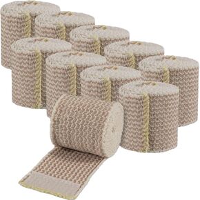 Elastic Bandage Wrap with Self-Closure [Pack of 10] 2 Inch Comfort Athletic Compression Roll, 5 Yards Stretched for Customized Compression on Knee, Ankle, Wrist + Vakly First Aid Kit Guide (2''X10)