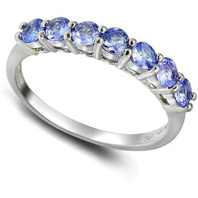Sterling Silver Tanzanite Half Eternity Band Ring