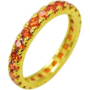 Carnelian 925 Sterling silver Yellow Gold Plated Eternity Band Ring Jewelry For Wedding Anniversary US- 5