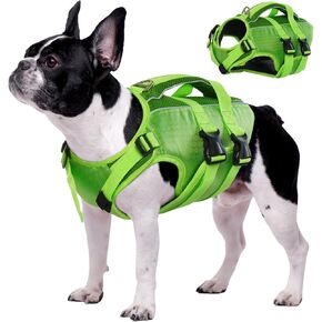 Kuoser Dog Life Jacket High Flotation, Reflective Dog Life Vest for Swimming Boating, Adjustable Small Medium Large Dog lifejacket, Lightweight Dog Life Preserver Rescue Handle Spring Summer Pool