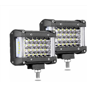 LED Pod Lights, Muto-Beam 4 inch Dually Sided Side Shooter Quad Row LED Fog Lights LED Spot Flood Combo Lights Bar Waterproof Off Road Lighst LED Work Lights for Truck UTV ATV SUV Boat, 3 Year Warrant