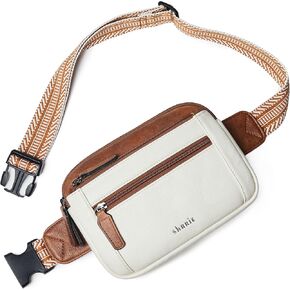 SHRRIE 2L Fanny Packs for Women Men 4-Zipper Pockets Everywhere Belt Bag Faux Leather Crossbody Waist Pack Chest Bag for Travel Running Errands
