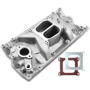 A-Premium Aluminum Engine Dual Plane Intake Manifold Compatible with Chevy Small Block SBC Vortec - 1996-2002 - 8Cyl 5.0L 305 & 5.7L 350, 5500 RPM, 4.25in Height, W/Gasket