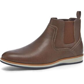 Coutgo Men's Chelsea Boots Casual Leather Chukka Ankle Boots Low Heel Slip On Dress Shoes
