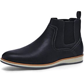 Coutgo Men's Chelsea Boots Casual Leather Chukka Ankle Boots Low Heel Slip On Dress Shoes