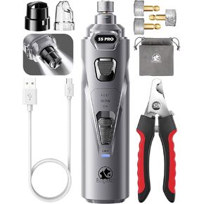 Dog Nail Grinder with 2 LED Lights Powerful 2 Speeds Super Quiet Dog Nail Trimmers with 3 Grinding Wheels Rechargeable Pet Dog Nail Clippers for Large Medium Puppy Dogs Dog Nail File Cat Nail Clipper