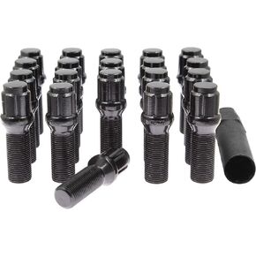 Wheel Accessories Parts 20 Pcs 15mm 1.25 Thread Acorn Seat Lug Bolt Car Spline 33mm Thread Length Black Fits 2019+ Mercedes GLE GLS | 2021+ Maybach GLS 600