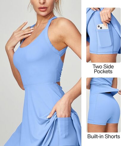 Heathyoga Easy Peezy Tennis Dresses for Women with Shorts Underneath and Bra Athletic Dress for Women Golf Workout Dress in Kuwait