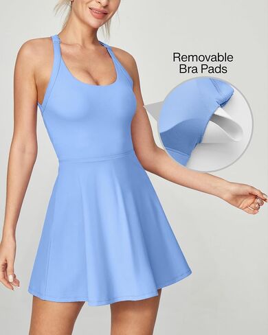 Heathyoga Easy Peezy Tennis Dresses for Women with Shorts Underneath and Bra Athletic Dress for Women Golf Workout Dress in Kuwait