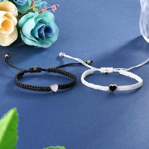 MJartoria BFF أساور ل2-القلب مطابقة الأساور قابل للتعديل حبلا أفضل الأصدقاء سوار الصداقة أساور مجوهرات هدايا للنساء في سن المراهقة الأزواج in Saudi Arabia