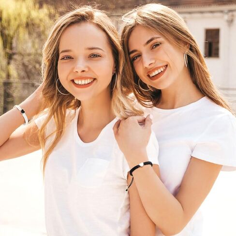 MJartoria BFF أساور ل2-القلب مطابقة الأساور قابل للتعديل حبلا أفضل الأصدقاء سوار الصداقة أساور مجوهرات هدايا للنساء في سن المراهقة الأزواج in Saudi Arabia
