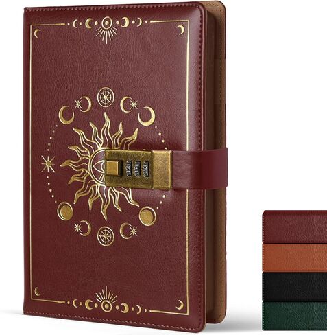 Personal Diary with Lock, A5 224 Pages Black Leather Ruled Journal Password Protected Notebook,Travel Notebook Lock Diary Planner Organizer for Men and Women, 8.6x5.9in in Saudi Arabia