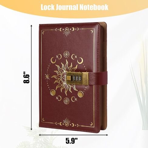 Personal Diary with Lock, A5 224 Pages Black Leather Ruled Journal Password Protected Notebook,Travel Notebook Lock Diary Planner Organizer for Men and Women, 8.6x5.9in in Saudi Arabia