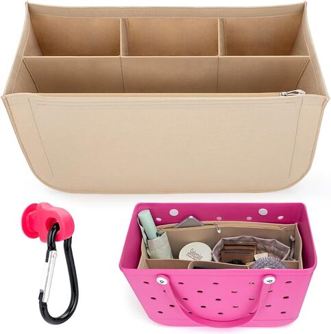 Rubber Beach Bag Organizer Compatible with Bogg Bag, Felt Insert Divider Pouch Zipper for Bags Accessories in Saudi Arabia