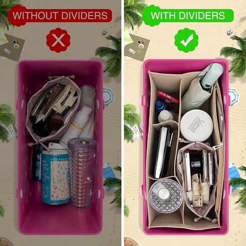 Rubber Beach Bag Organizer Compatible with Bogg Bag, Felt Insert Divider Pouch Zipper for Bags Accessories in Saudi Arabia