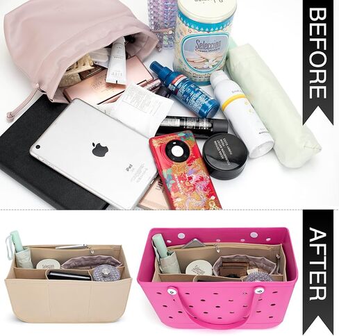 Rubber Beach Bag Organizer Compatible with Bogg Bag, Felt Insert Divider Pouch Zipper for Bags Accessories in Saudi Arabia