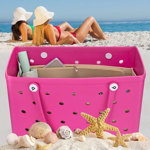 Rubber Beach Bag Organizer Compatible with Bogg Bag, Felt Insert Divider Pouch Zipper for Bags Accessories in Saudi Arabia