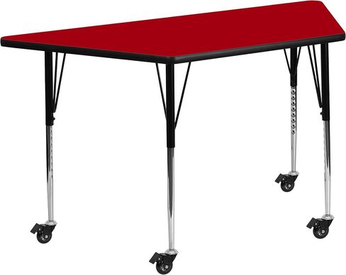 Flash Furniture Mobile 29''W x 57''L Trapezoid Oak Thermal Laminate Activity Table - Standard Height Adjustable Legs in Saudi Arabia