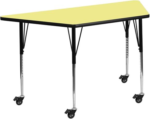Flash Furniture Mobile 29''W x 57''L Trapezoid Oak Thermal Laminate Activity Table - Standard Height Adjustable Legs in Saudi Arabia