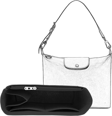 Handbag Purse Insert Organizer, Felt Purse Organizer With Zipper Pocks, Suitable for Crossbody Bags, Shoulder Bags, Handbags Bag Organizer (Black) in Saudi Arabia