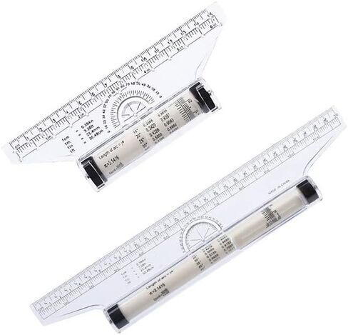 1 قطعة 6 بوصة و1 قطعة 12 بوصة قياس مسطرة دوارة بلاستيكية متعددة الأغراض رسم مسطرة دوارة متوازية طائرة شراعية متوازية لقياس صياغة مدرسة الطالب والمكتب (J03-2) in Kuwait