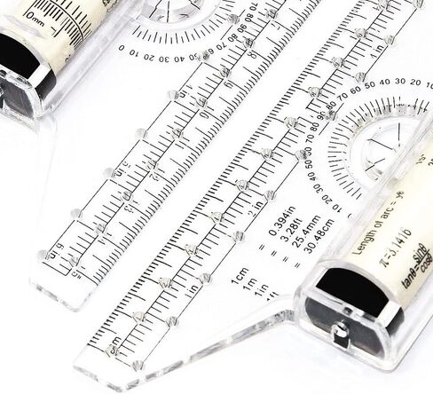 1 قطعة 6 بوصة و1 قطعة 12 بوصة قياس مسطرة دوارة بلاستيكية متعددة الأغراض رسم مسطرة دوارة متوازية طائرة شراعية متوازية لقياس صياغة مدرسة الطالب والمكتب (J03-2) in Kuwait