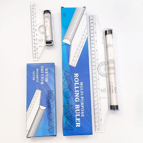 1 قطعة 6 بوصة و1 قطعة 12 بوصة قياس مسطرة دوارة بلاستيكية متعددة الأغراض رسم مسطرة دوارة متوازية طائرة شراعية متوازية لقياس صياغة مدرسة الطالب والمكتب (J03-2) in Kuwait