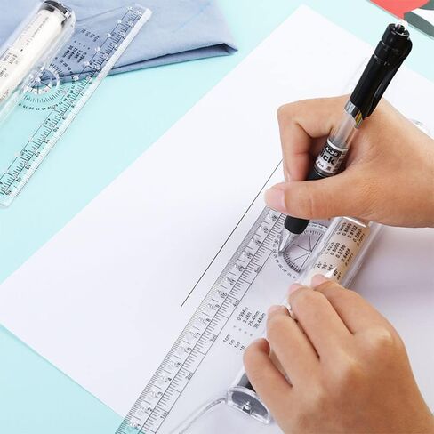 1 قطعة 6 بوصة و1 قطعة 12 بوصة قياس مسطرة دوارة بلاستيكية متعددة الأغراض رسم مسطرة دوارة متوازية طائرة شراعية متوازية لقياس صياغة مدرسة الطالب والمكتب (J03-2) in Kuwait