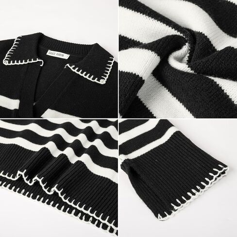 GRACE KARIN Womens Fall Fashion 2024 Sweater Long Sleeve Striped Contrast V Neck Knit Pullover Tops Trend Outfits in Saudi Arabia