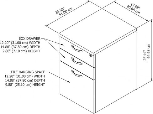 Bush Furniture BSHEOF116MR03 Easy Office Mocha Cherry 16W 3 Drawer Mobile Pedestal in Saudi Arabia