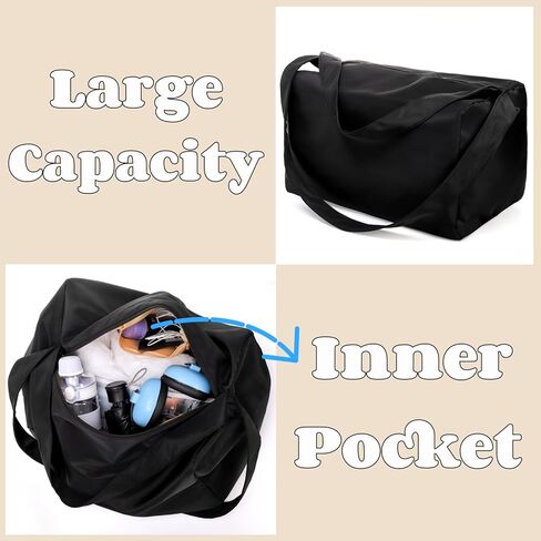 حقيبة رياضية صغيرة، حقيبة من القماش الخشن مقاومة للماء مع جيب داخلي، حقيبة حمل للتمرين، حقيبة خفيفة الوزن طوال الليل في عطلة نهاية الأسبوع، حقيبة رقص اليوغا الرياضية قابلة للطي، حقيبة سفر على الكتف للرجال والنساء in Kuwait