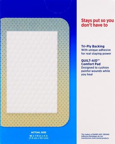ضمادات لاصقة Tru-Stay من العلامة التجارية Band-Aid، ضمادات معقمة كبيرة للعناية بالجروح، حجم كبير، 10 قيراط in Kuwait