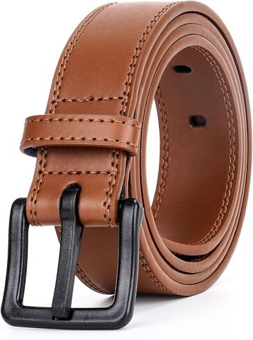 XZQTIVE Men’s Metal Free Belt Hypoallergenic Leather Belts For Jeans Dress Nickle Free TSA Belt With Black Buckle in Saudi Arabia