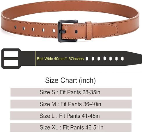 XZQTIVE Men’s Metal Free Belt Hypoallergenic Leather Belts For Jeans Dress Nickle Free TSA Belt With Black Buckle in Saudi Arabia