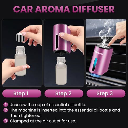 Smart Car Air Freshener with 3 pcs Essential Oil, Three Modes Intelligent Car Aroma Diffuser, Aromatizante para Carro, Black in Saudi Arabia