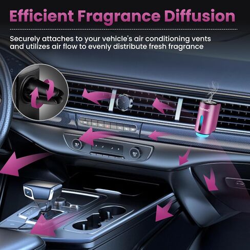 Smart Car Air Freshener with 3 pcs Essential Oil, Three Modes Intelligent Car Aroma Diffuser, Aromatizante para Carro, Black in Saudi Arabia