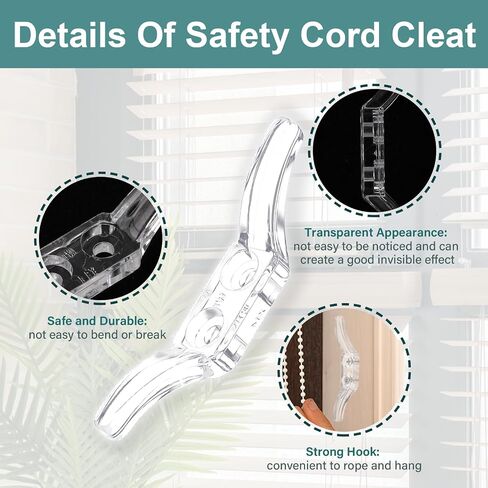 12pcs Cord Cleats for Blinds Rope Curtain Cord Cleats with Screws Plastic Blind Cord Cleats Safety Transparent Blind Cord Window Blind Accessories Hooks Safety Kits for Window Blinds Sun Shades Ropes in Saudi Arabia