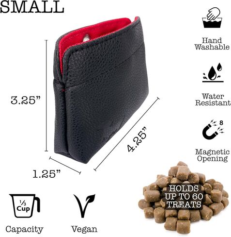 Extra Small Dog Treat Pouch – Slim Magnetic Pocket Dog Treat Bag for Walking & Training – Discreet Clip On Treat Pouch for Leash, Waistband or Pocket – Mess Free Storage (Black/Gray) in Kuwait